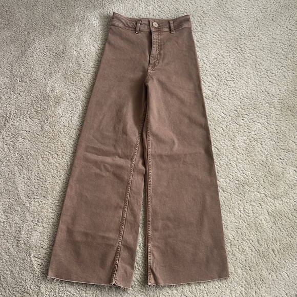 Zara Women’s Brown High Waisted Marine Jeans - 2 - Picture 1 of 7